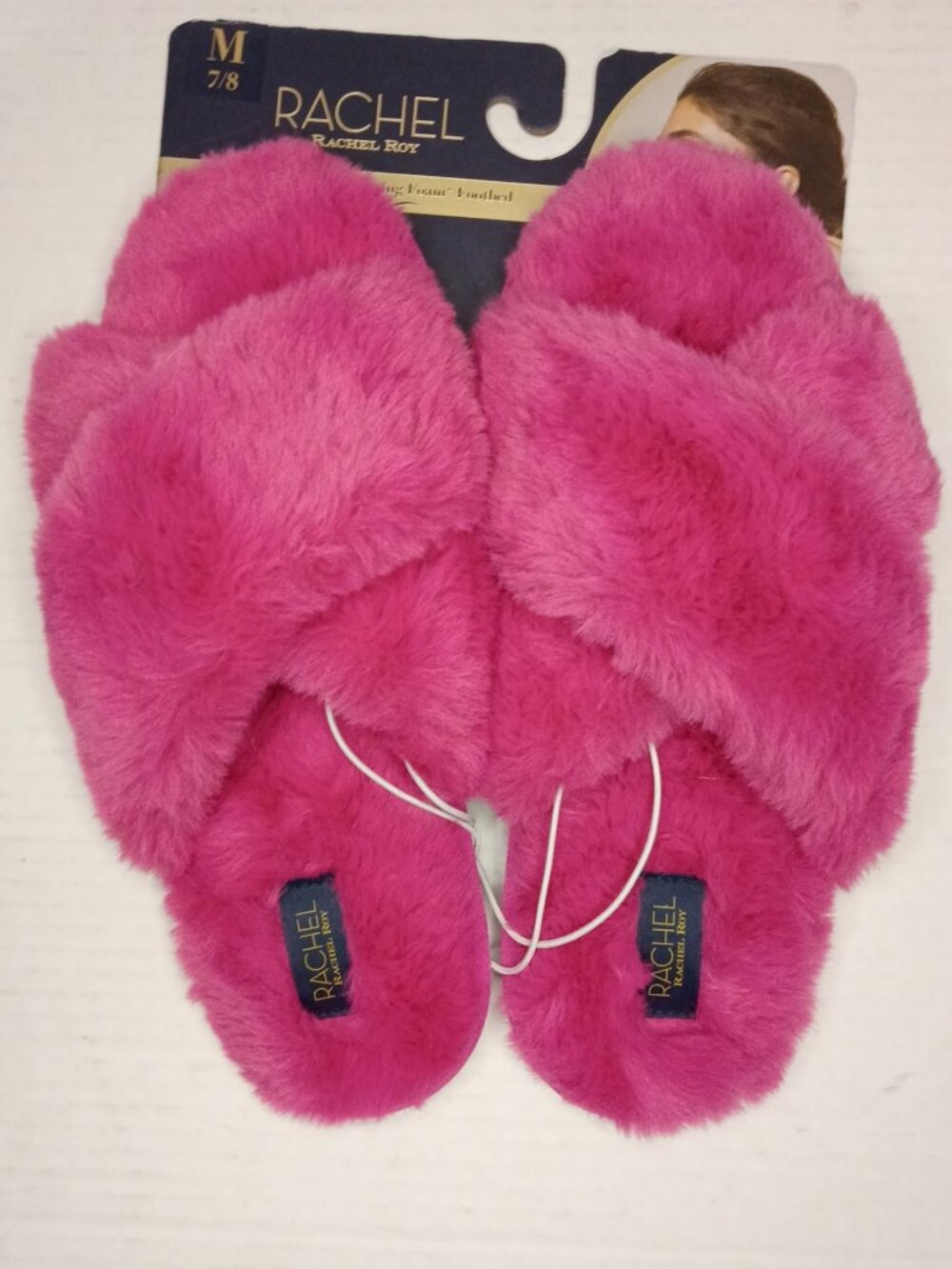 NWT Rachel Rachel Roy Pink Faux Fur Criss Cross Slippers Women’s M 7/8